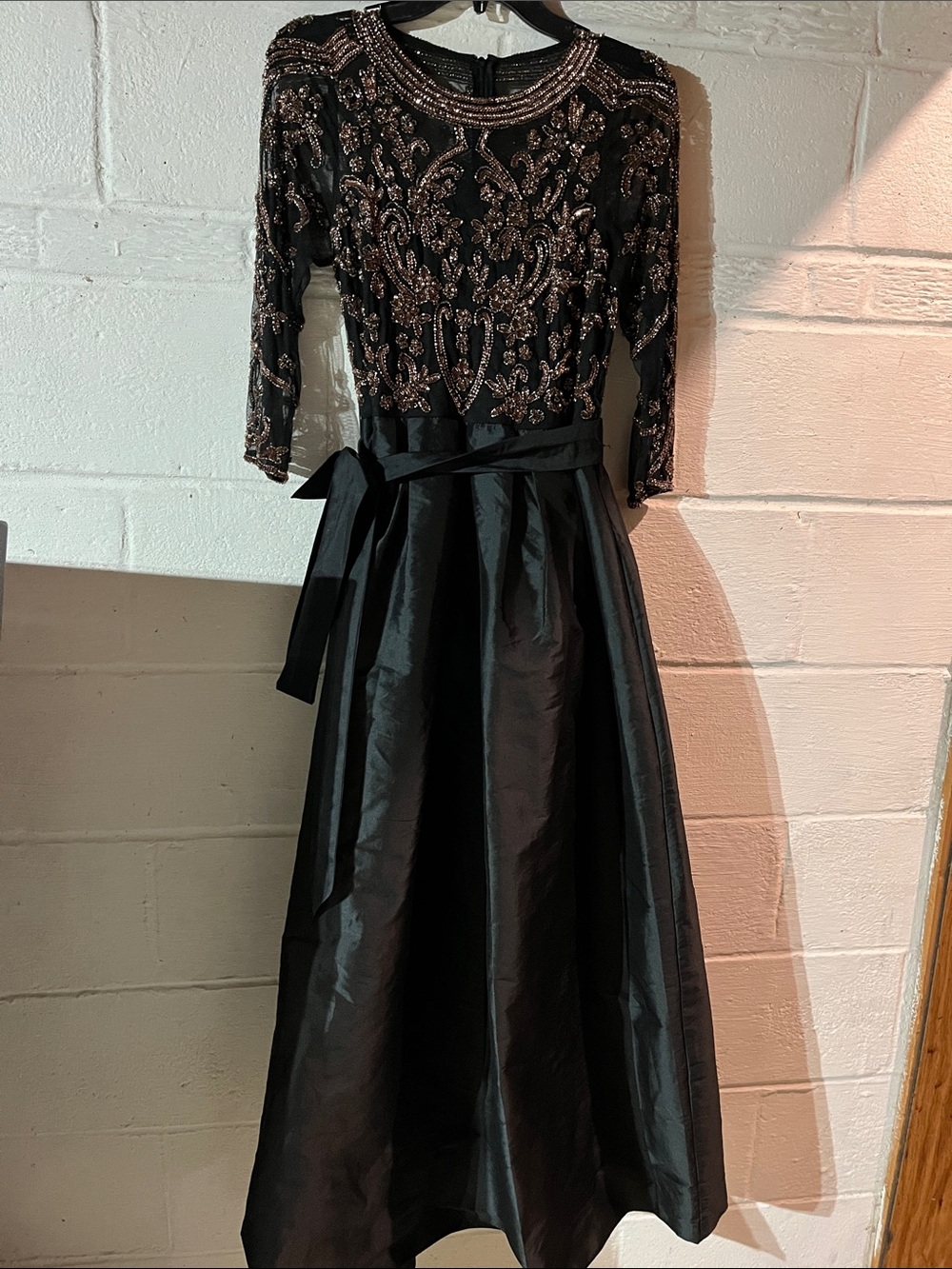 Camille La Vie Black Dress with Bronze Beaded Bodice